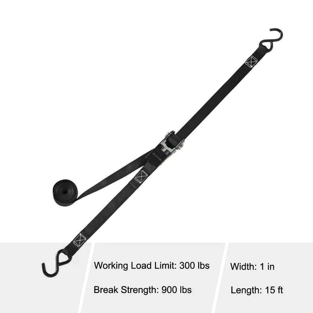 Husky 15 ft. x 1 in. Ratchet Tie-Down Strap with S-Hook