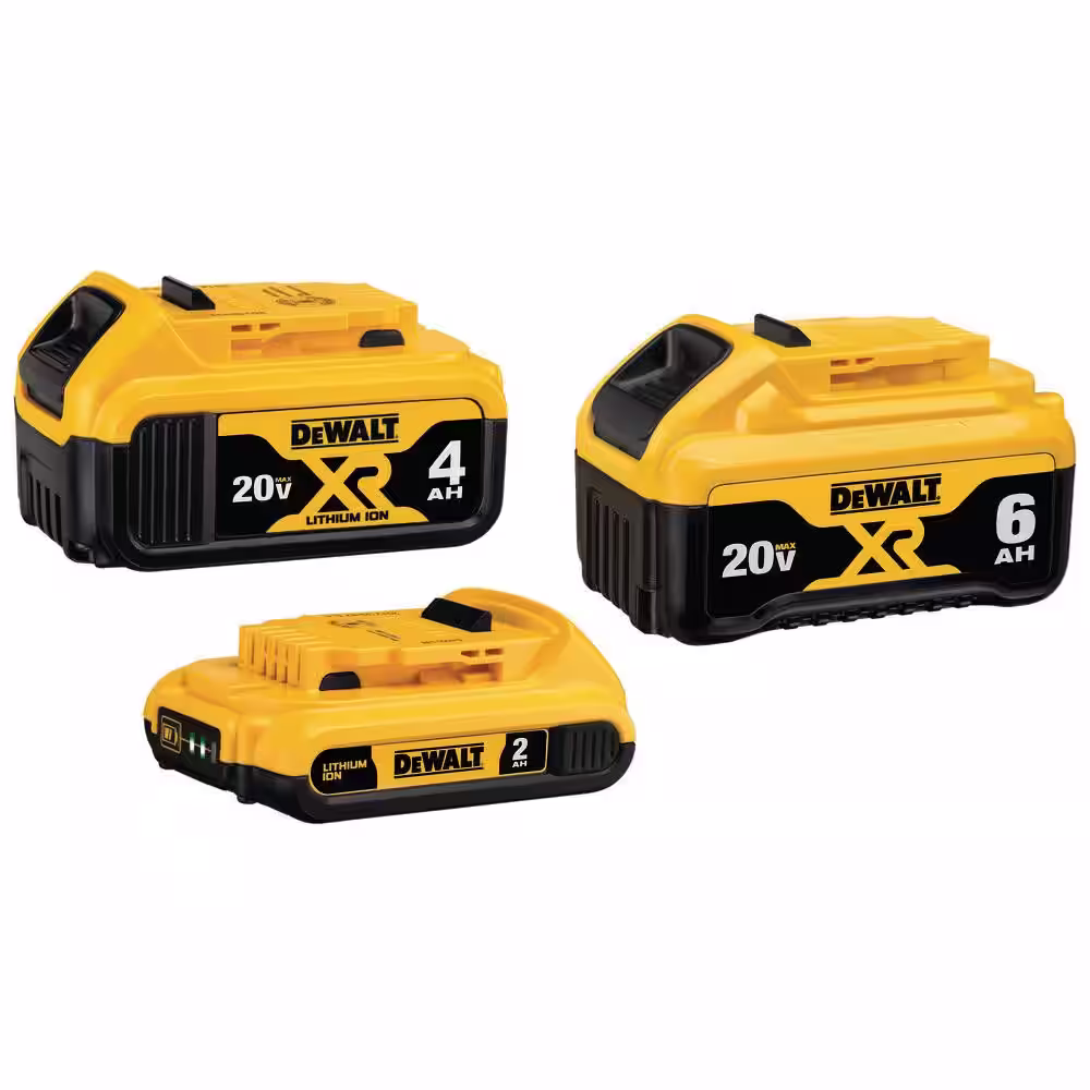 DEWALT 20V MAX XR Cordless Compact Fixed Base Router, (1) 20V 6.0Ah Battery, (1) 20V 4.0Ah Battery, and (1) 2.0Ah Battery