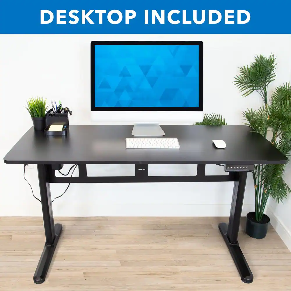MOUNT-IT! Black Electric Standing Desk with Memory Control Panel 55.1 in. x 23.6 in.