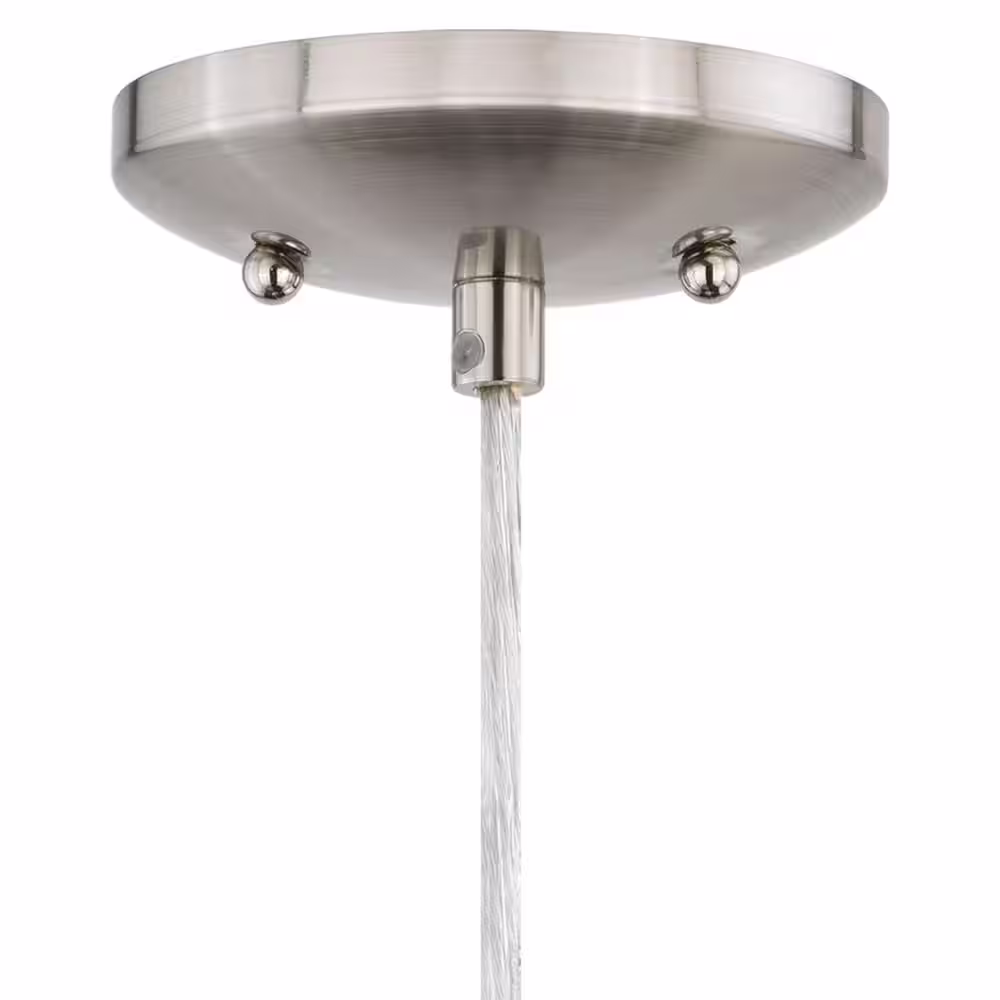 VAXCEL Milano 1-Light Satin Nickel Mini Pendant Ceiling Light Gray White Glass