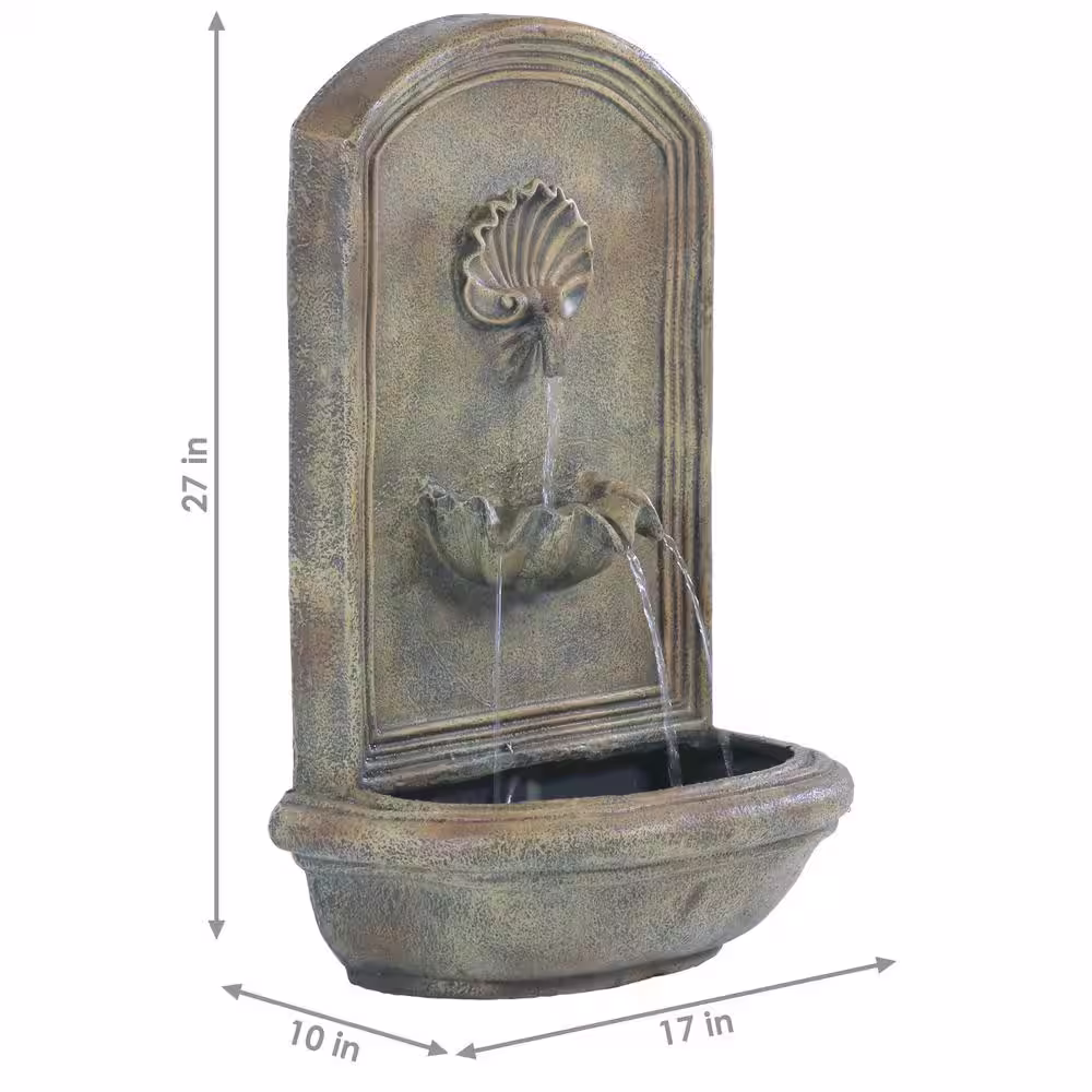Sunnydaze Decor Seaside Florentine Stone Electric Powered Outdoor Wall Fountain