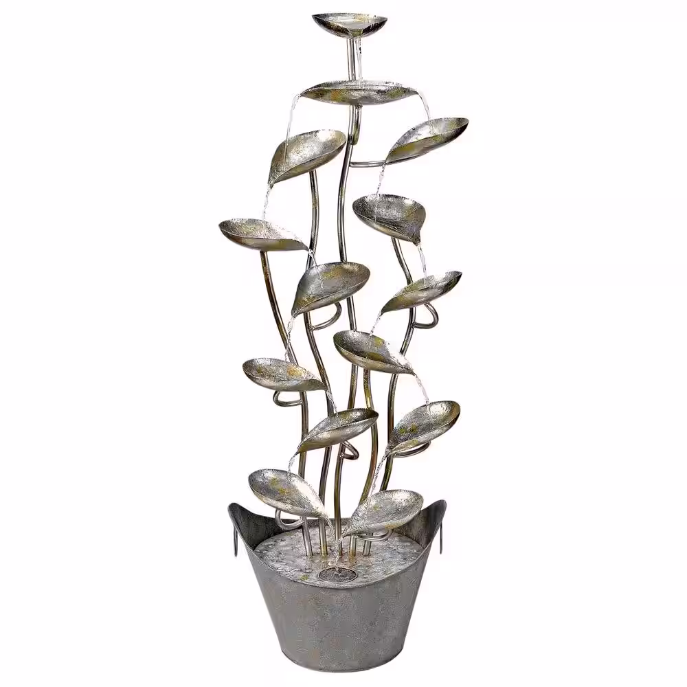 Design Toscano Rain Forest Leaves Cascading Metal Fountain Metal Cascading Fountain