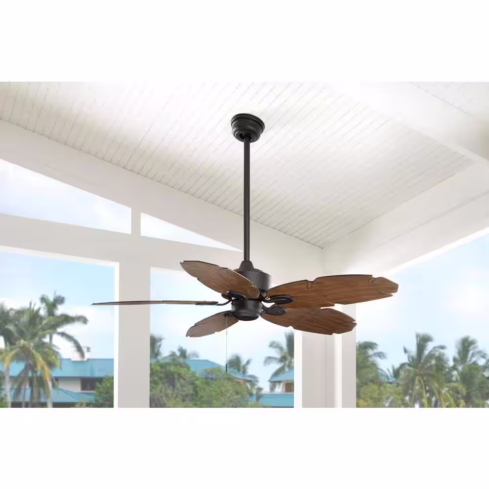 Hampton Bay Lillycrest II 52 in. Indoor/Outdoor Matte Black Wet Rated Ceiling Fan with 5 Weather Resistant QuickInstall Blades