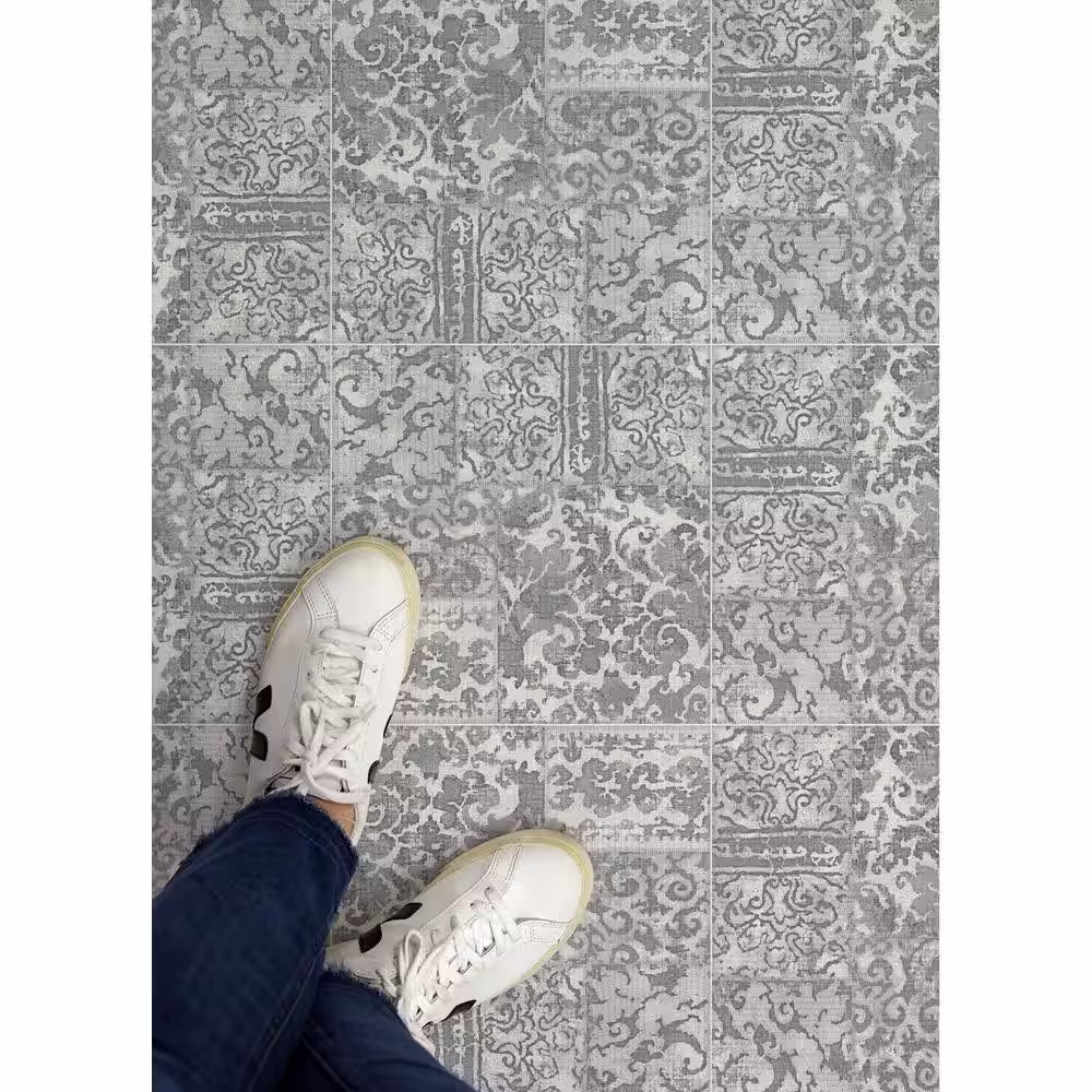 FloorPops Rahele 12 in. W x 12 in. L Grey Peel & Stick Vinyl Tile Flooring (20 sq. ft./case)