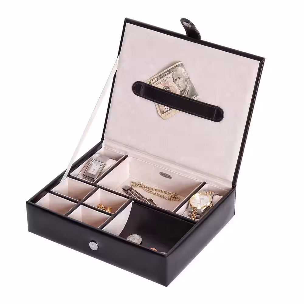 Mele & Co Carson Black Faux Leather Jewelry Box