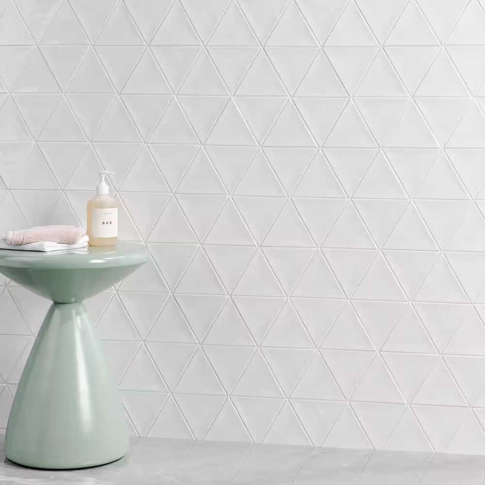 Ivy Hill Tile Siene Triangle White 5 in x 4 in Ceramic Wall Tile (30 Pieces/ 2.47 sq.ft./ Case)