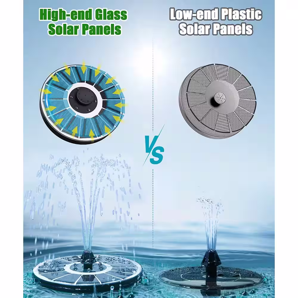 None 3.5-Watt Solar Fountain, Floating Solar Powered Water Pump Built-in 2000 Battery with 7 Nozzle and 4 Fixer