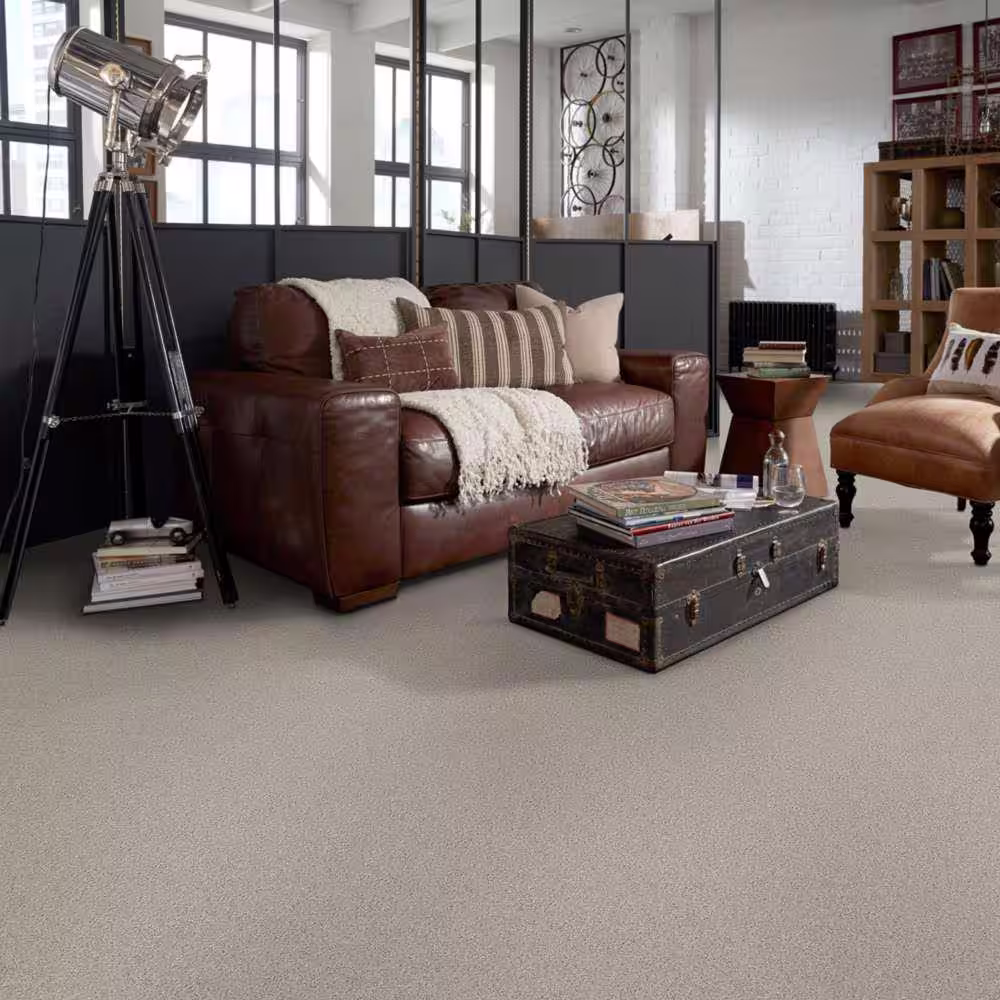 Home Decorators Collection Brave Soul II - Nightingale - Gray 44 oz. Polyester Texture Installed Carpet