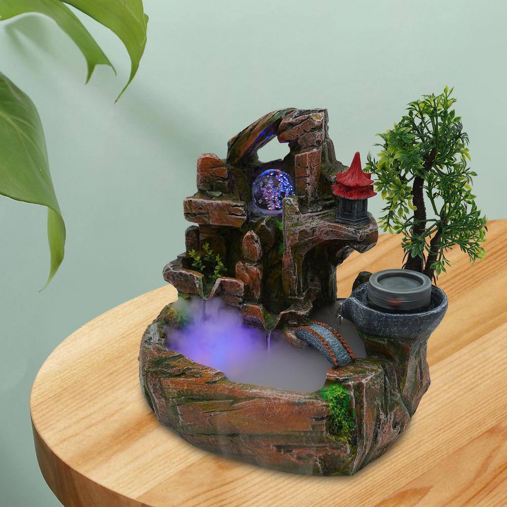 YIYIBYUS Indoor Relaxation Desktop Fountain Waterfall Feature with Automatic Pump Illuminated Landscape