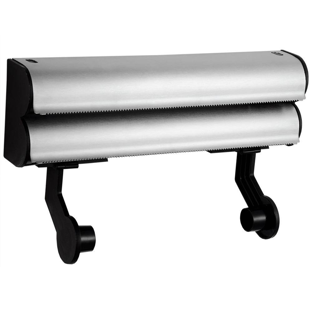 Home Basics Wall Mount Paper Towel Holder with Integrated Wrap Dispenser