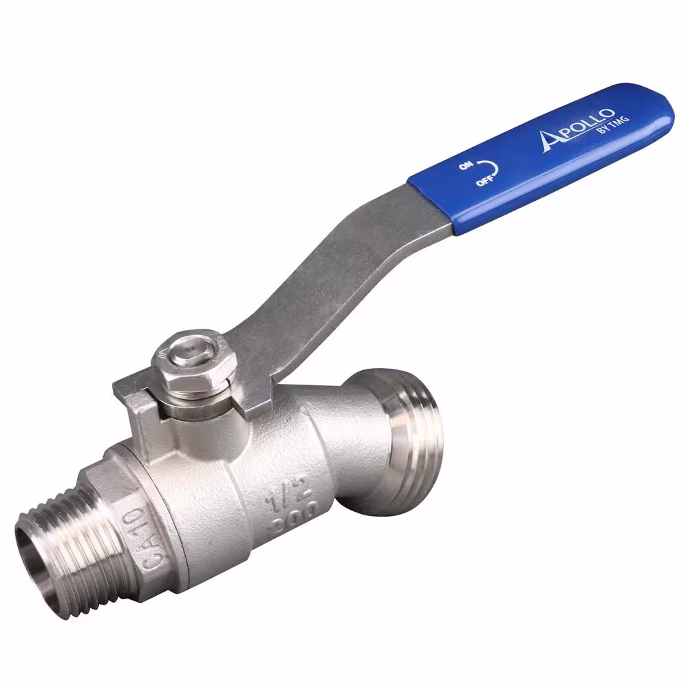 Apollo 1/2 in. x 3/4 in. MPT x MGHT Stainless Steel Quarter Turn Hose Bibb