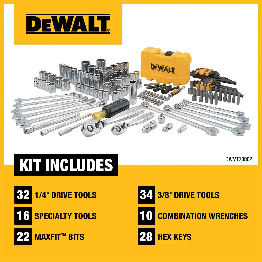 DEWALT 1/4 in. x 3/8 in. Drive Polished Chrome Mechanics Tool Set (142-Piece)