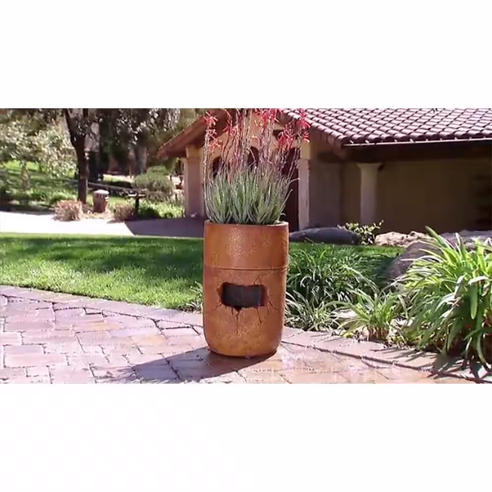 BERNINI FOUNTAINS Rainshower Cordless Fountain and Planter, Terracotta
