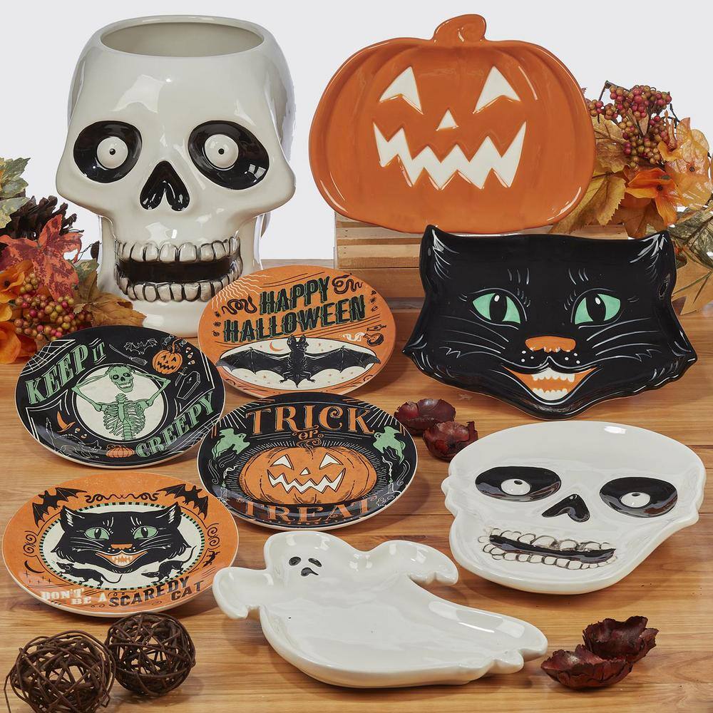Certified International Scaredy Cat 8.5 in. 3-D Skeleton Treat Jar