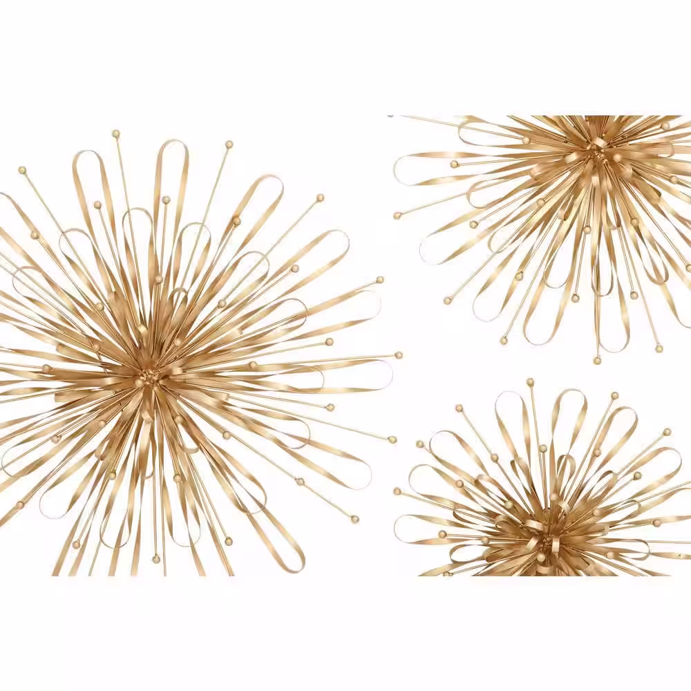 Litton Lane Metal Gold Starburst Wall Decor with Orb Detailing (Set of 3)