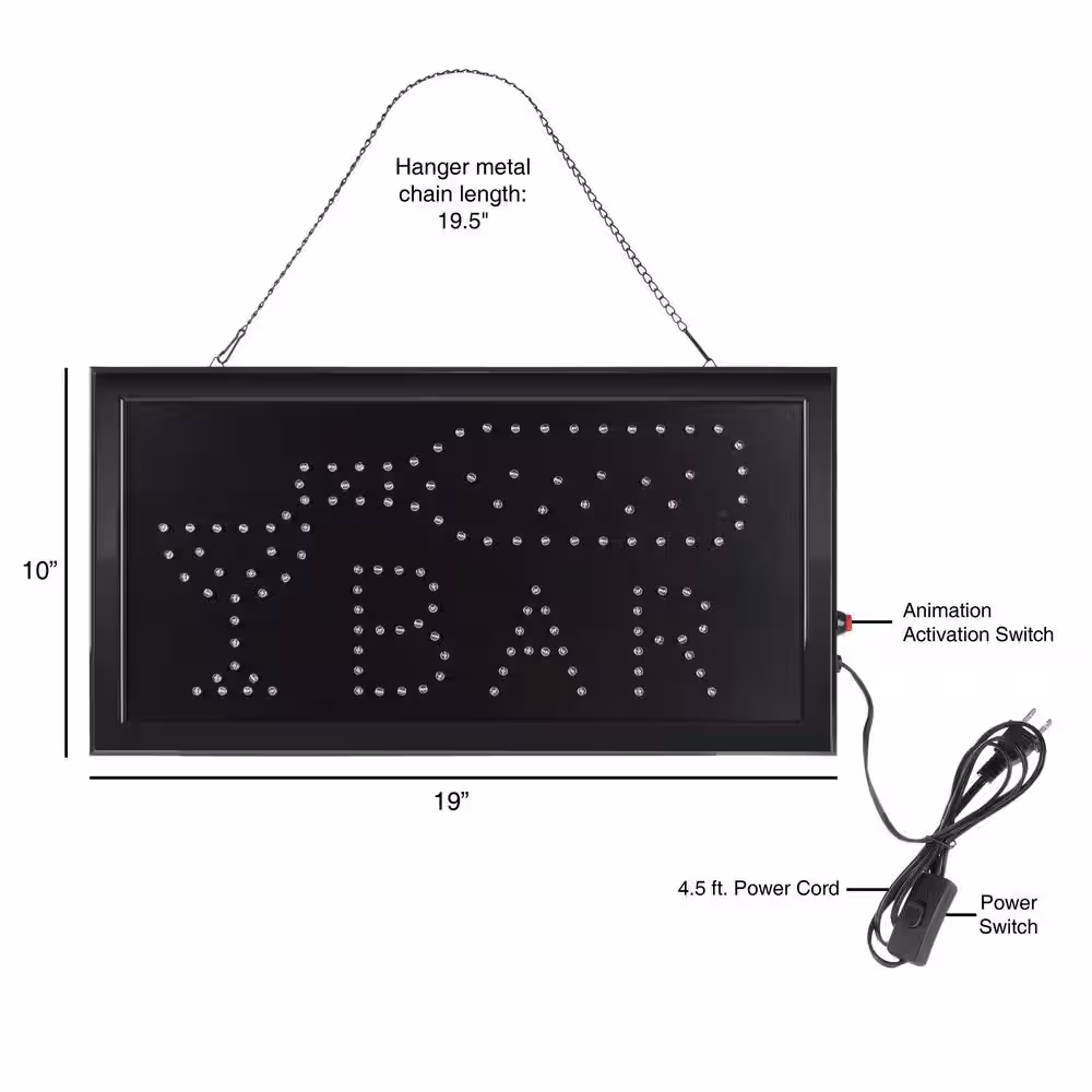 Lavish Home Neon LED Bar Sign with Animation