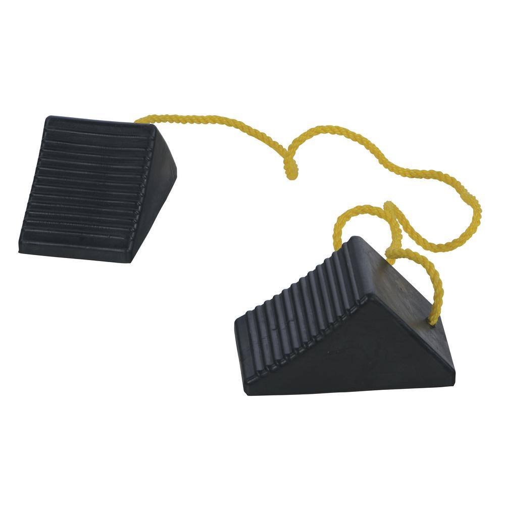 Vestil 8 in. x 5 in. x 4 in. Rubber Wheel Chock with Rope