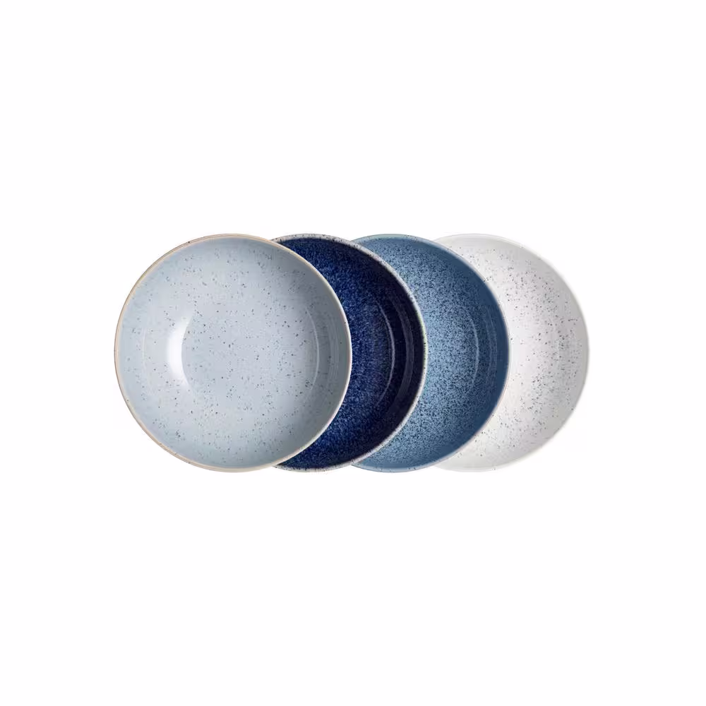 Denby Stoneware Studio Blue Set of 4 16oz Rice Bowl Set