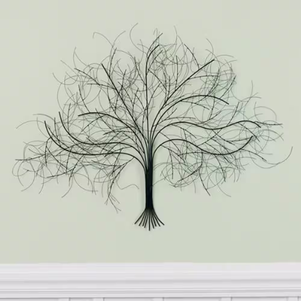 None Black Tree Wall Art Handcrafted Metal Wall Art Decor, Wall Hanging Decor Sculpture