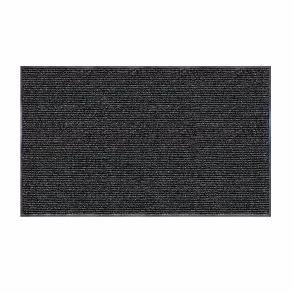 Mohawk Home Rugged Charcoal 36 in. x 60 in. Recycled Rubber Double Rib Vinyl Door Mat