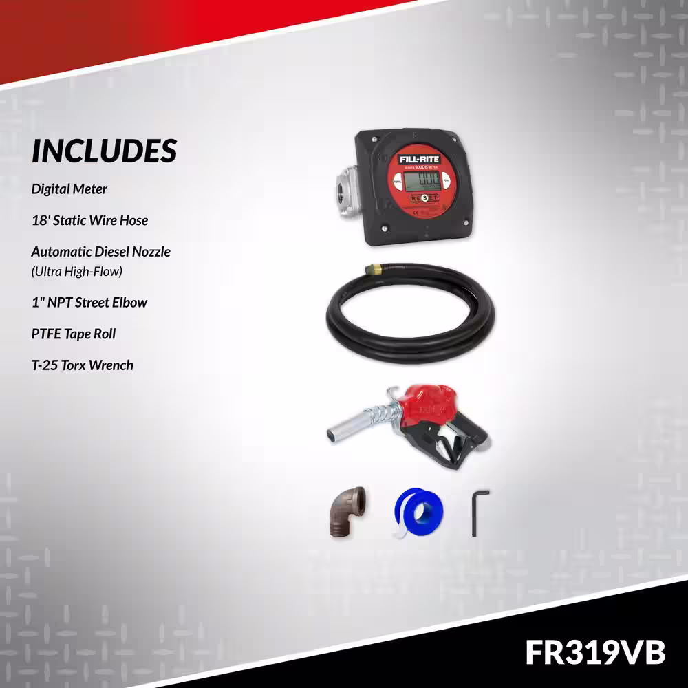 FILL-RITE 230-Volt 3/4 HP 35 GPM Fuel Transfer Pump with Discharge Hose, Automatic Nozzle and Digital Meter