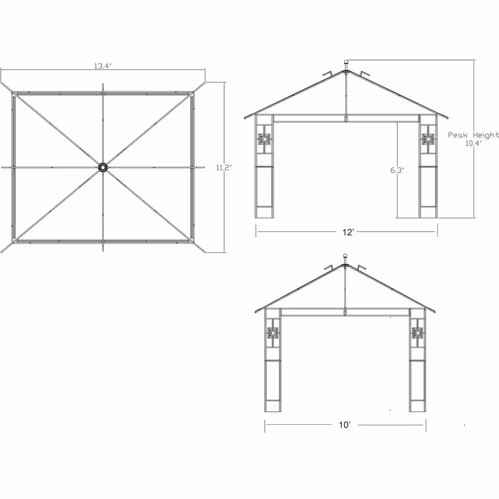 APEX GARDEN 10 ft. x 12 ft. RosaBella Gazebo with Mosquito Net