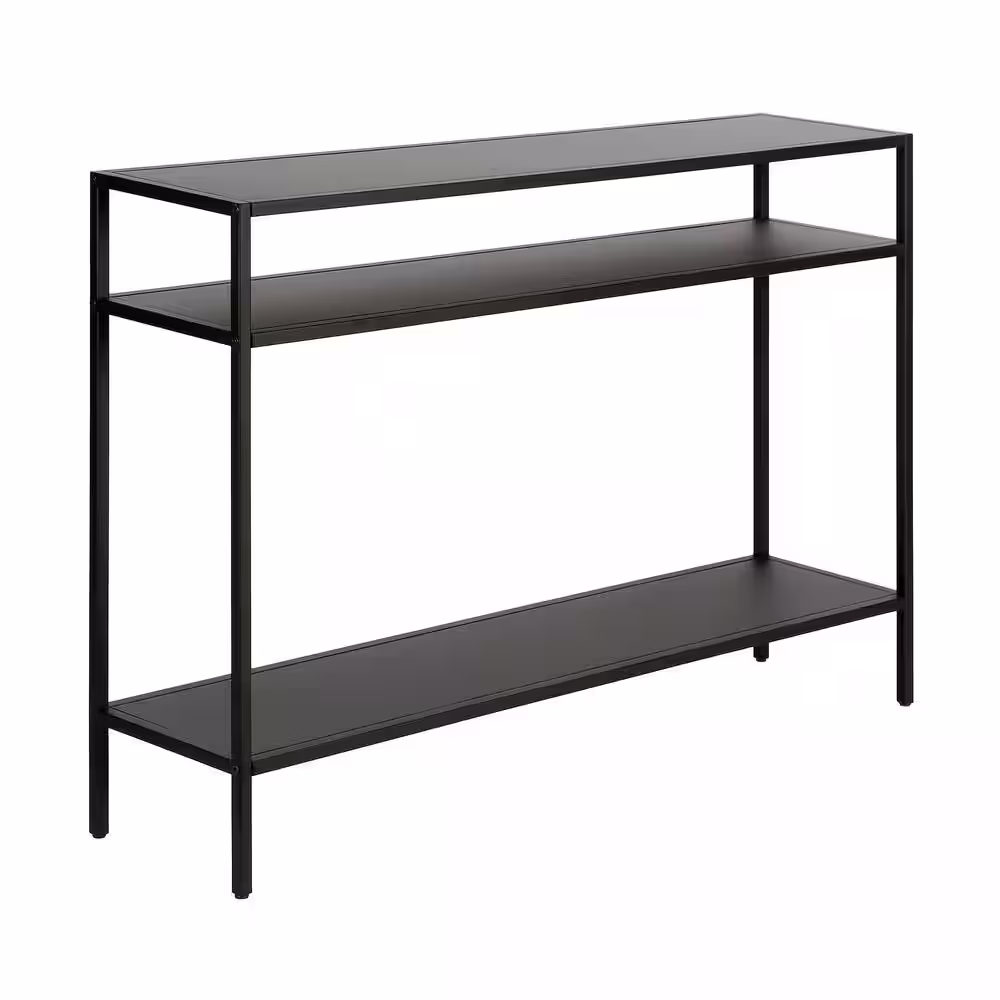 Meyer&Cross Ricardo 30 in. Blackened Bronze Console Table with Metal Shelves