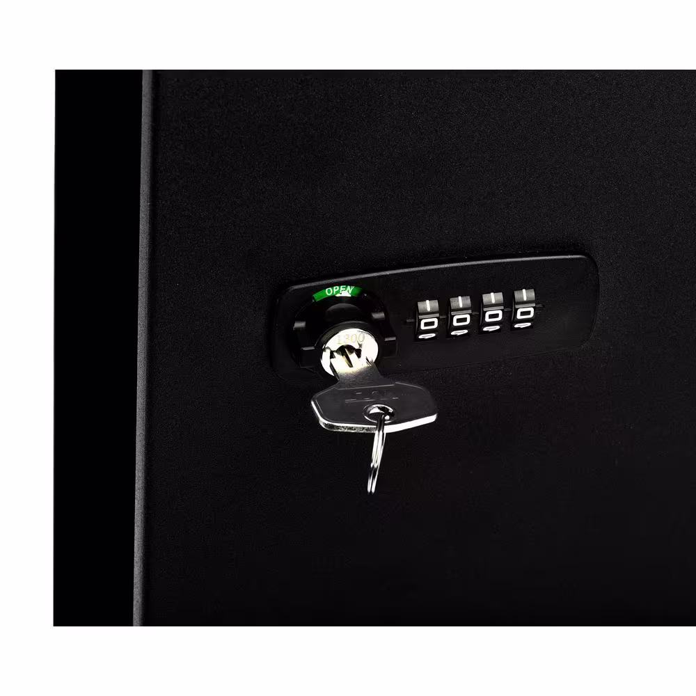 AdirOffice 100-Key Steel Storage Key Lock Box with Combination and Key Lock, Black
