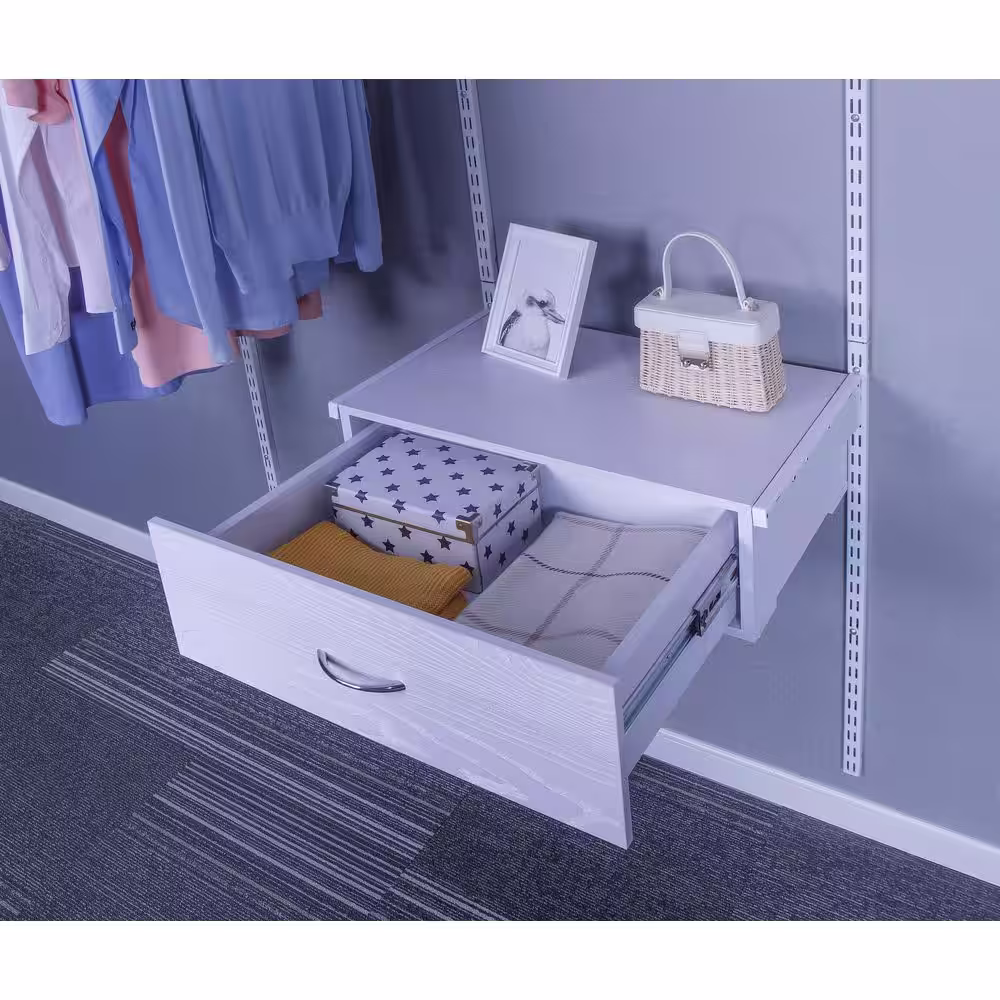 Everbilt Genevieve White Adjustable Closet Organizer Small Drawer Kit