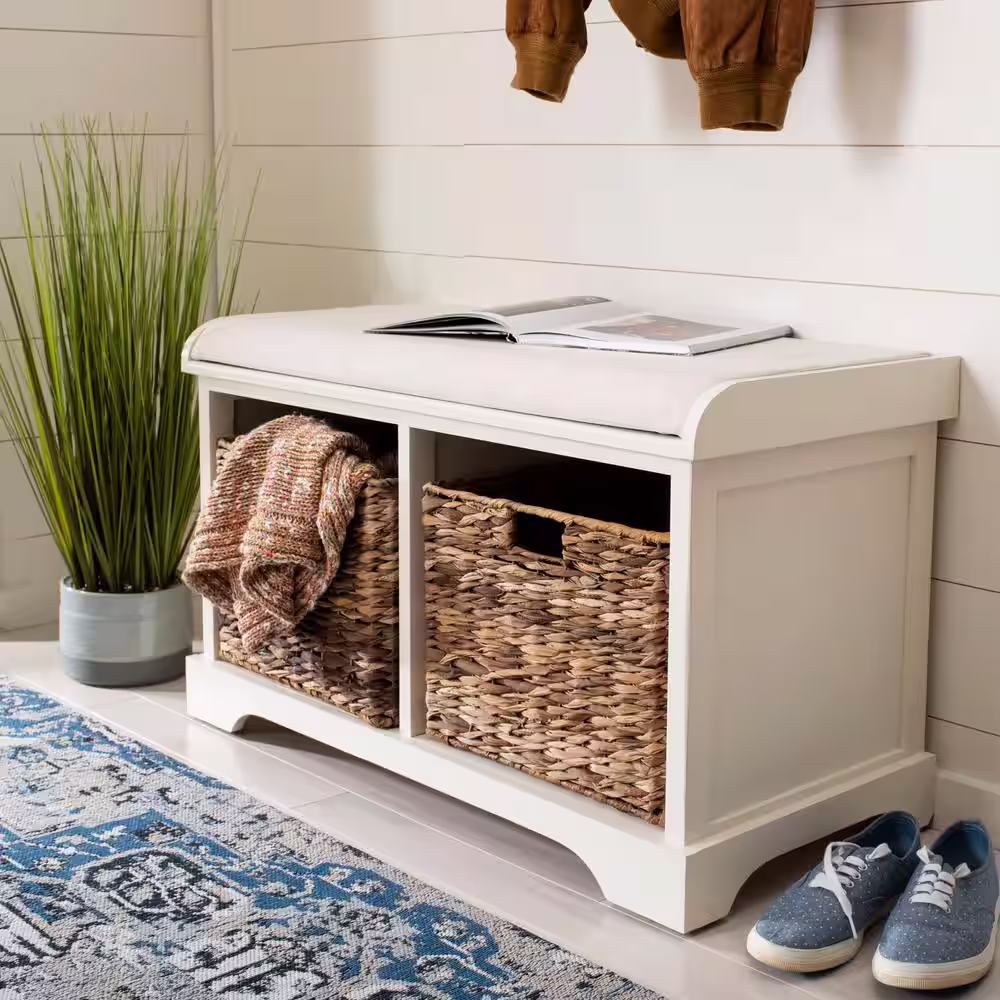 SAFAVIEH Freddy White Storage Bench