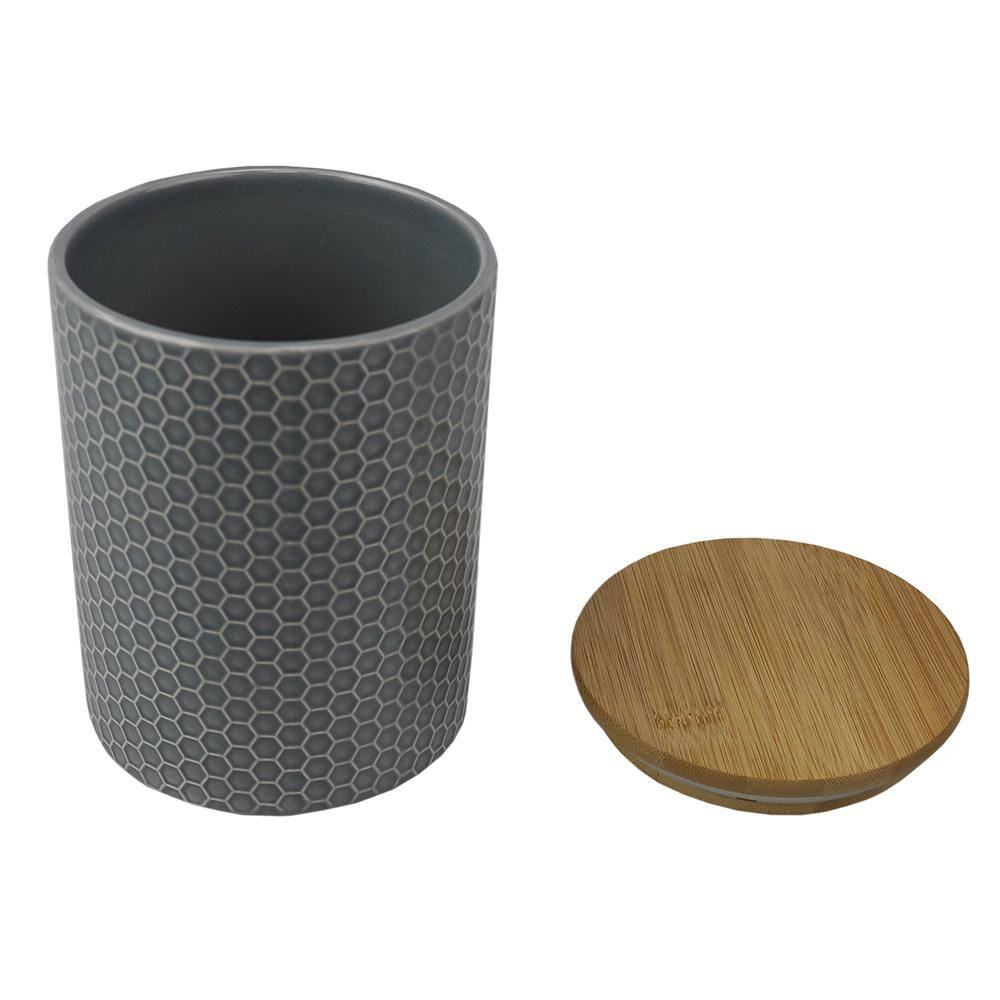 Home Basics Honeycomb Medium Ceramic Canister, Grey