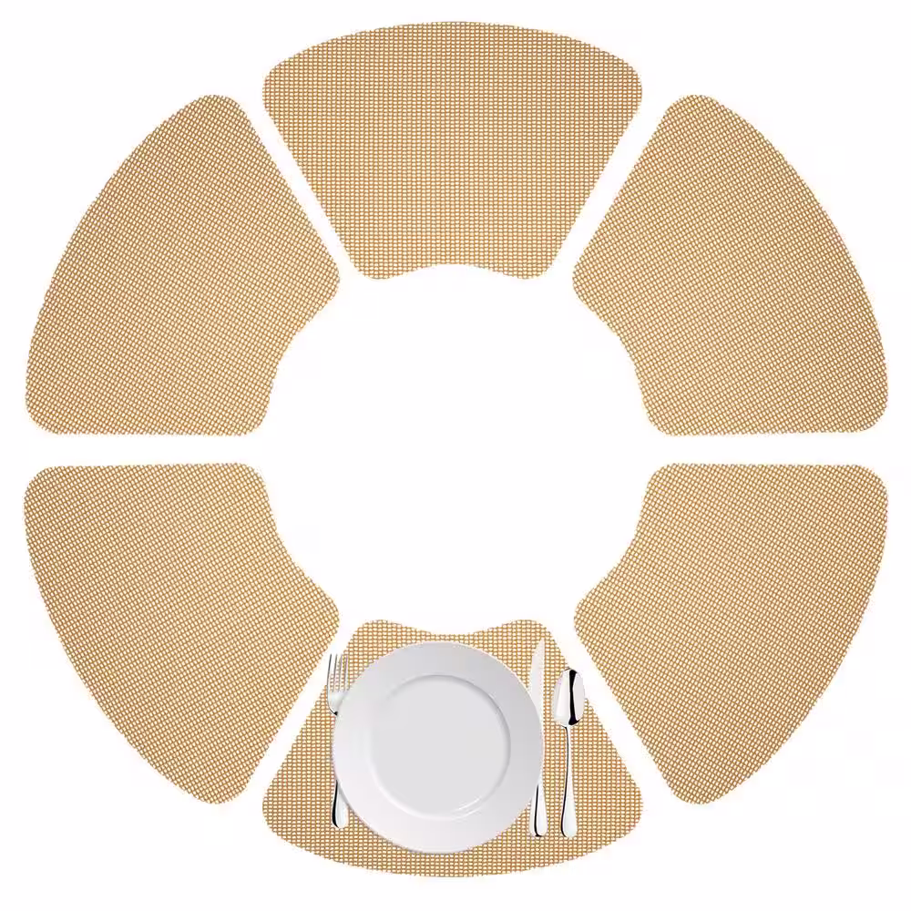 Kraftware Fishnet 19 in. x 13 in. Bronze Mist PVC Covered Jute Wedge Placemat (Set of 6)