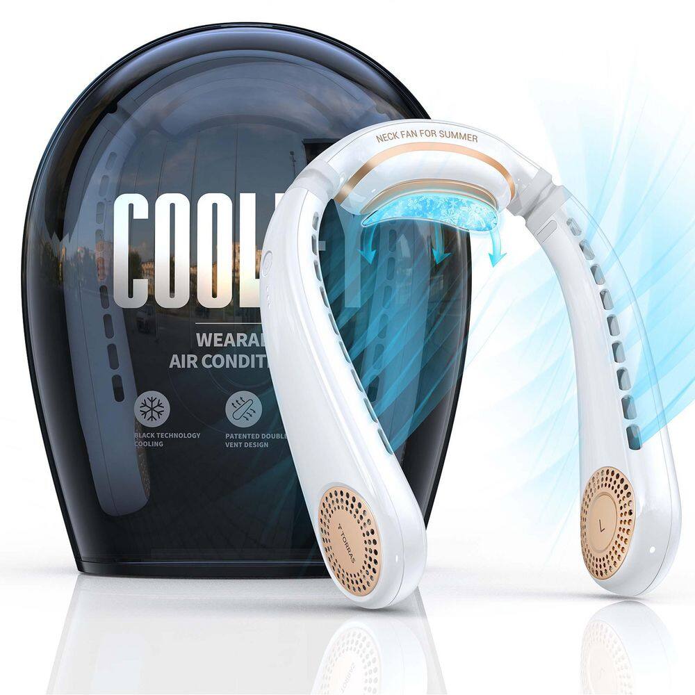 TORRAS Coolify L3 Pro Bladeless 1.5 in. Wearable Neck Air Conditioner Personal Fan 3 Speeds Pearl White