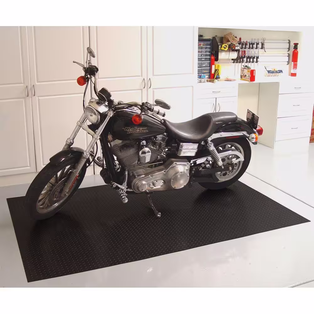 Diamond Deck 7.5 ft. x 10 ft. Black Textured PVC Floor Mat