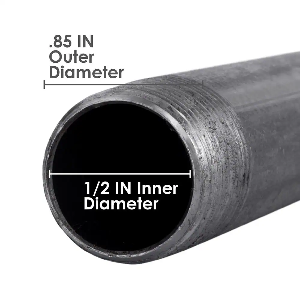 STZ 1/2 in. x 3 ft. Black Steel Schedule 40 Cut Pipe