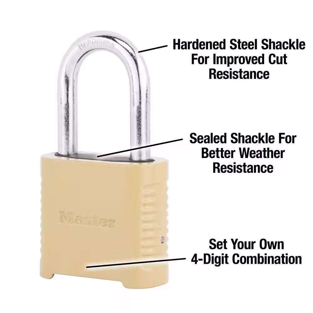 Master Lock Outdoor Combination Lock, 1-1/2 in. Shackle, Resettable, 2 Pack