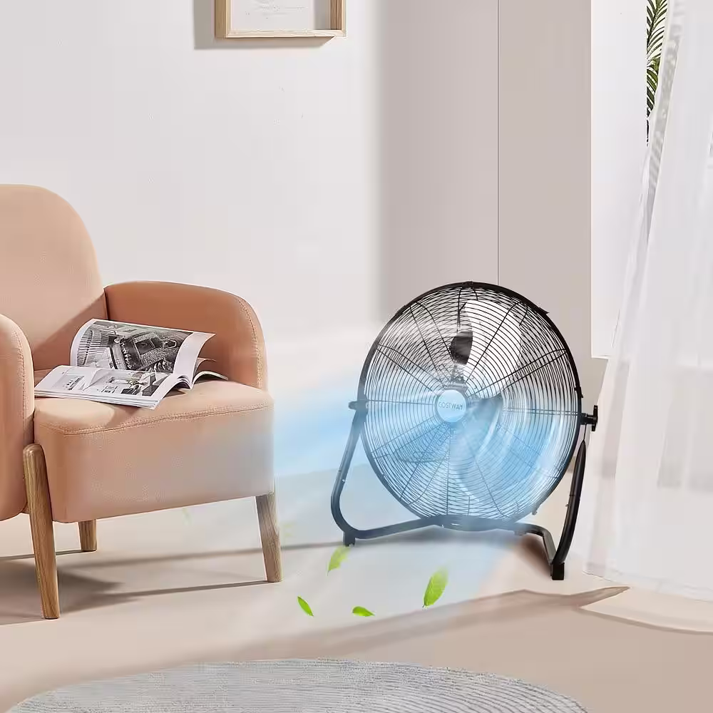 Costway 20 in. 3 fan speeds High Velocity Floor Fan Heavy Duty Industrial Floor Fan in Black