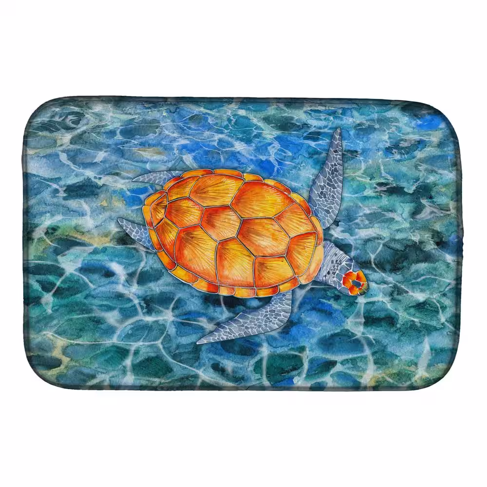 Caroline's Treasures 14 in. x 21 in. Multicolor Sea Turtle Dish Drying Mat