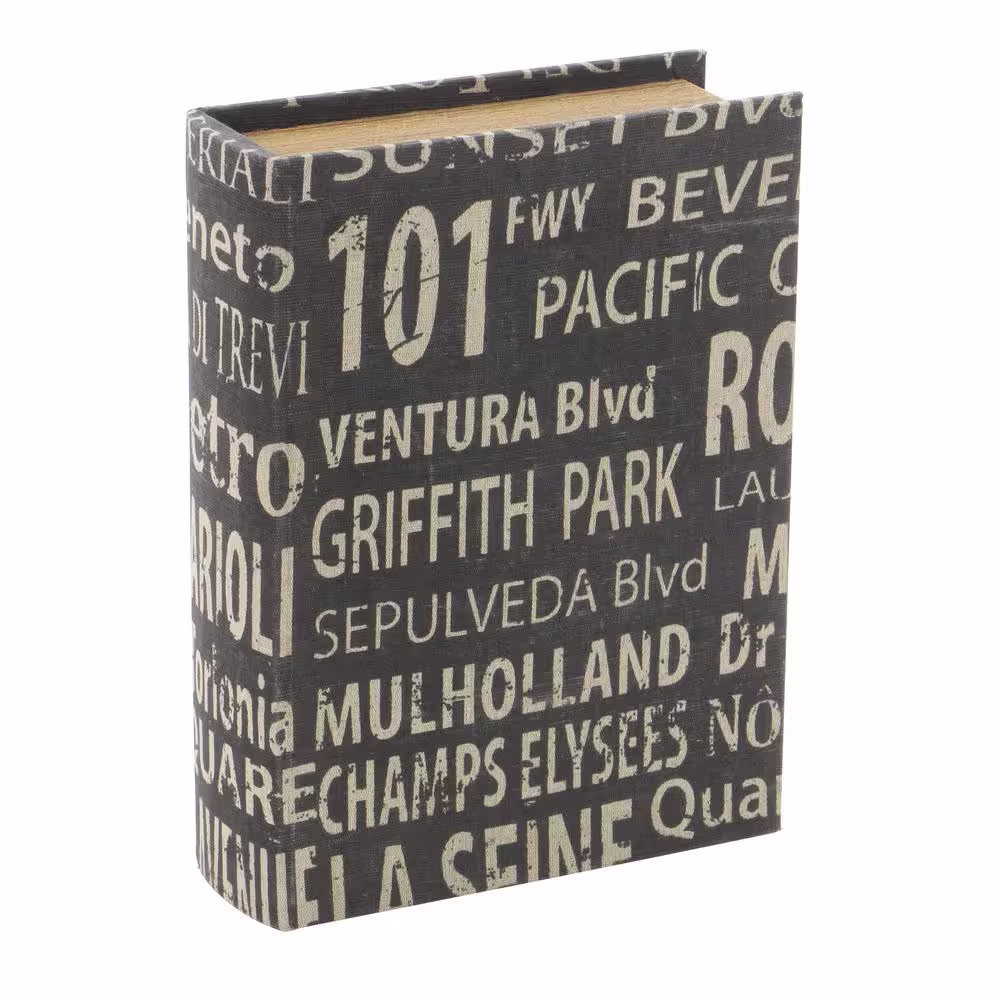 Litton Lane Rectangle Wood Faux Book Box with Varying Patterns (Set of 3)