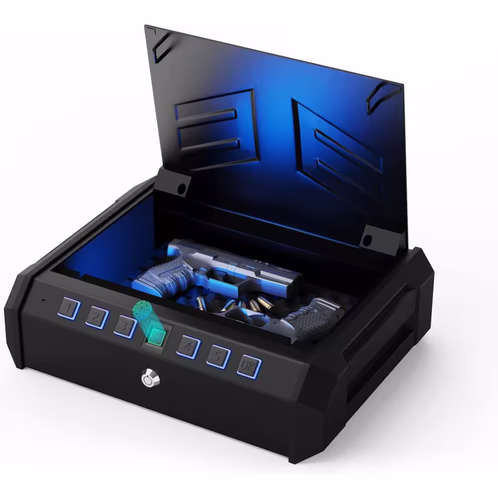 None Biometric Fingerprint Lock and Interior Light Gun Safe for 2-Pistols