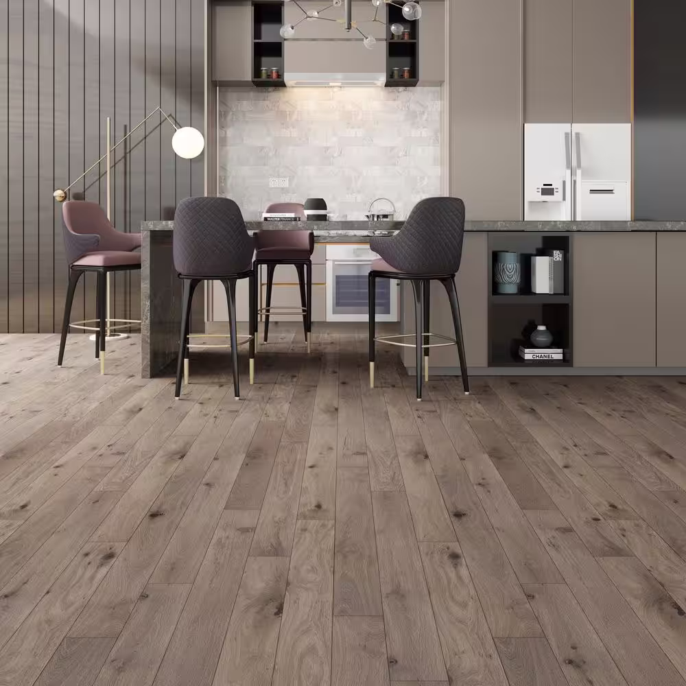 ACQUA FLOORS Arlet Oak 1/4 in. T x 5 in. W Waterproof Wire Brushed Engineered Hardwood Flooring (16.68 sqft/case)
