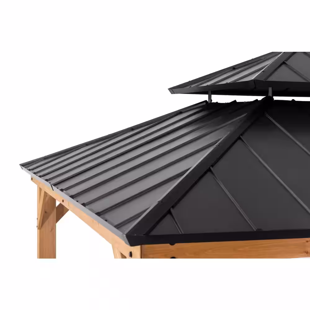 Hampton Bay Crownhill 11 ft. x 13 ft. Hardtop Gazebo with Wood Posts