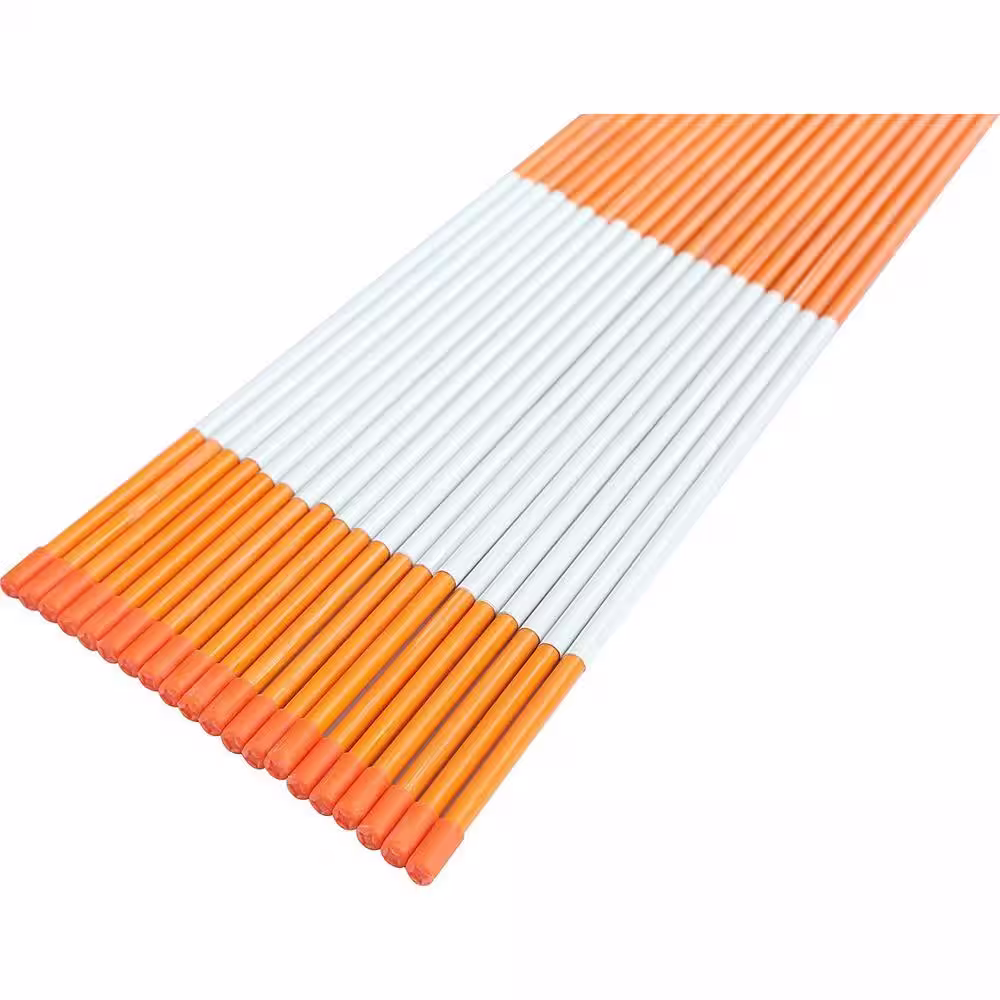 None Hollow Reflective Driveway Markers 48 in. Orange 1/4 in. Dia Driveway Poles for Roadway (20-Pack)
