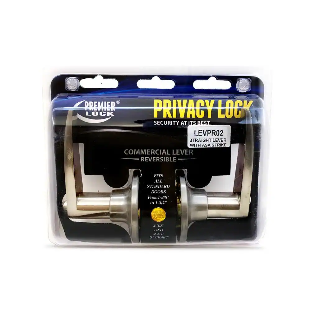 Premier Lock Satin Nickel Privacy Door Lever Lock Set
