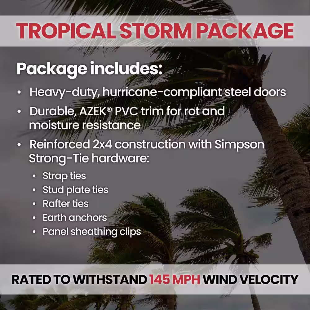 Handy Home Products Professionally Installed Daytona 8 ft. x 10 ft. Reinforced Wind Rated 145 Wood Shed with Steel Storm Doors (80 sq. ft.)