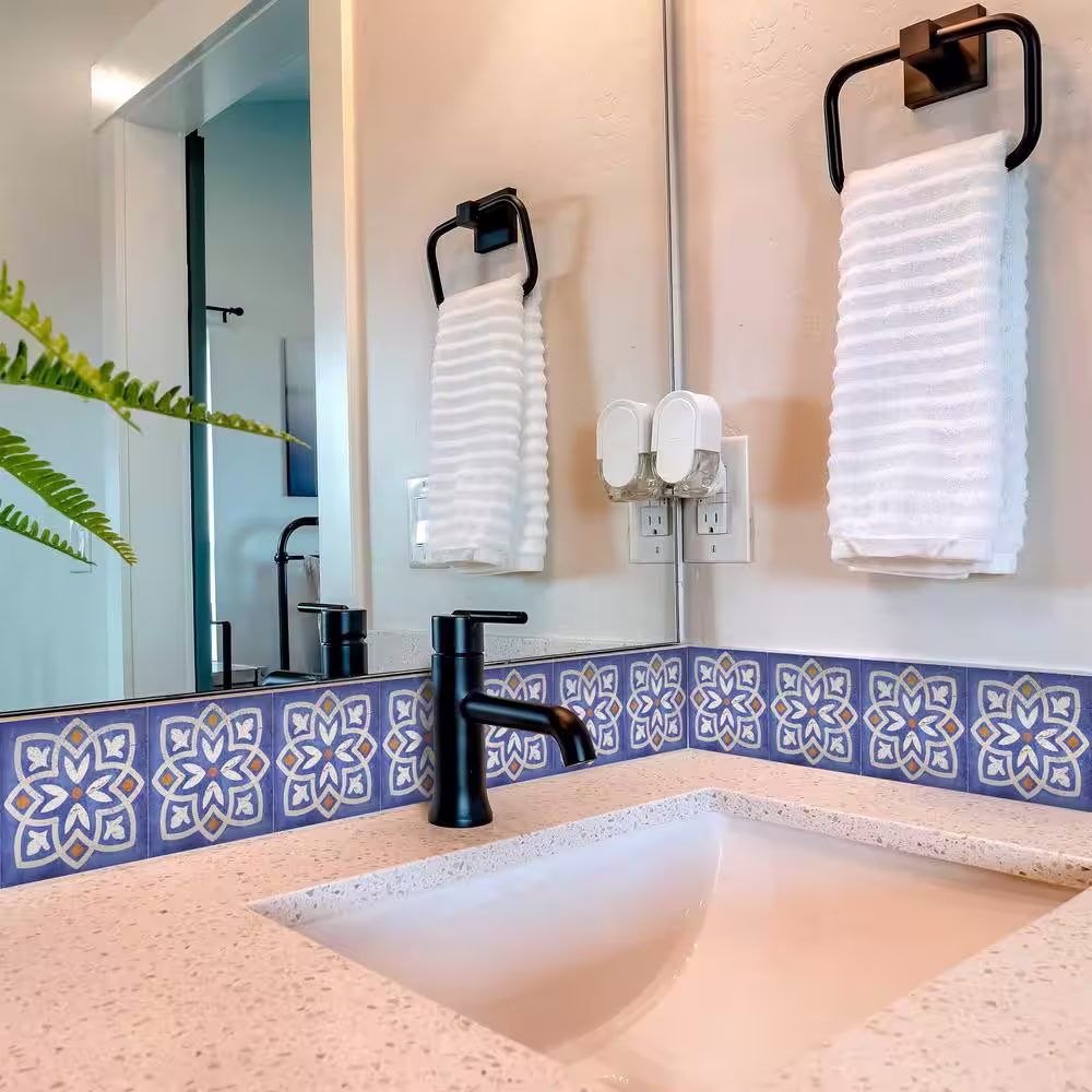 None Blue and White R43 7 in. x 7 in. Vinyl Peel and Stick Tile (24 Tiles, 8.17 sq.ft./pack)