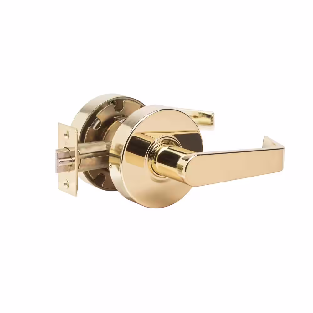 Taco LSV Saturn Standard Duty Bright Brass Grade 2 Commercial Cylindrical Storeroom Door Handle with Lock