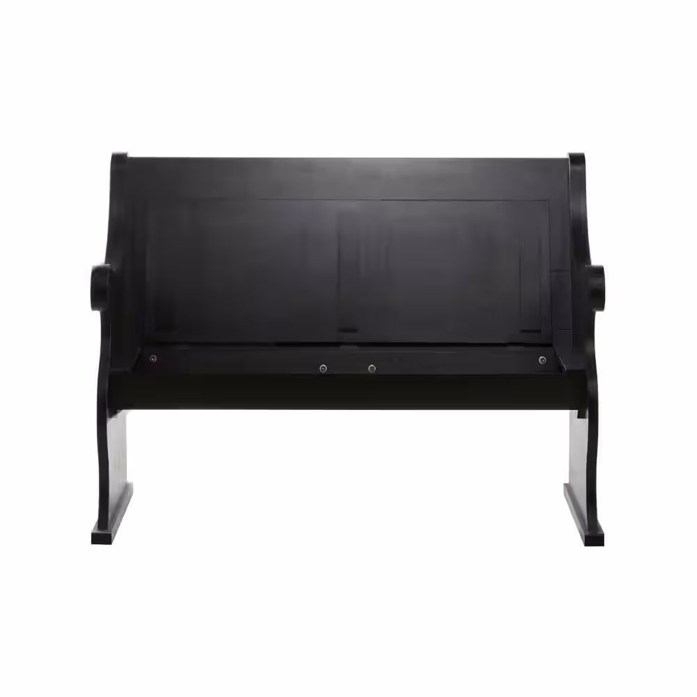 Litton Lane Black Storage Bench with Scrolled Armrests 36 in. X 50 in. X 24 in.