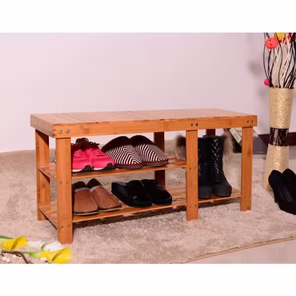 None 35.43 in. L x 11.02 in. W x 17.72 in. H 5-Pairs 2-Tier Brown Bamboo Shoe Rack