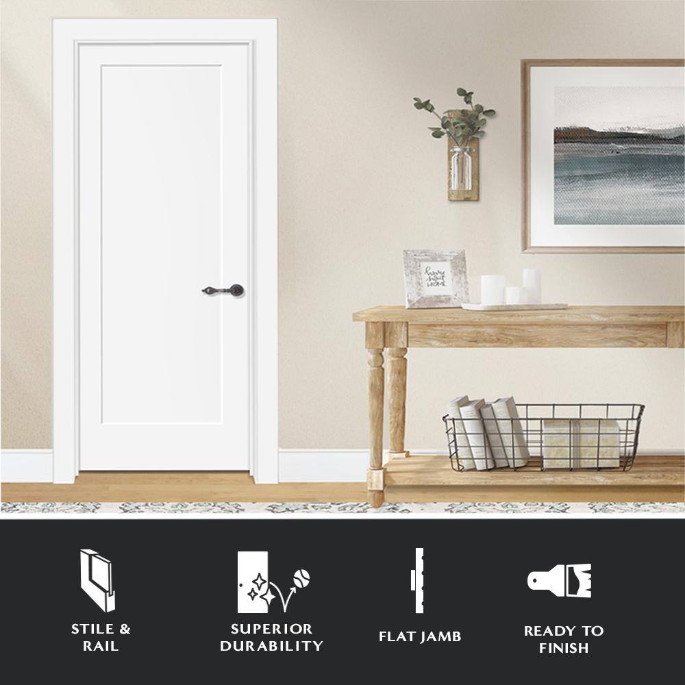 Steves & Sons 24 in. x 80 in. 1-Panel Shaker White Primed Left Hand Solid Core Wood Single Prehung Interior Door with Bronze Hinges